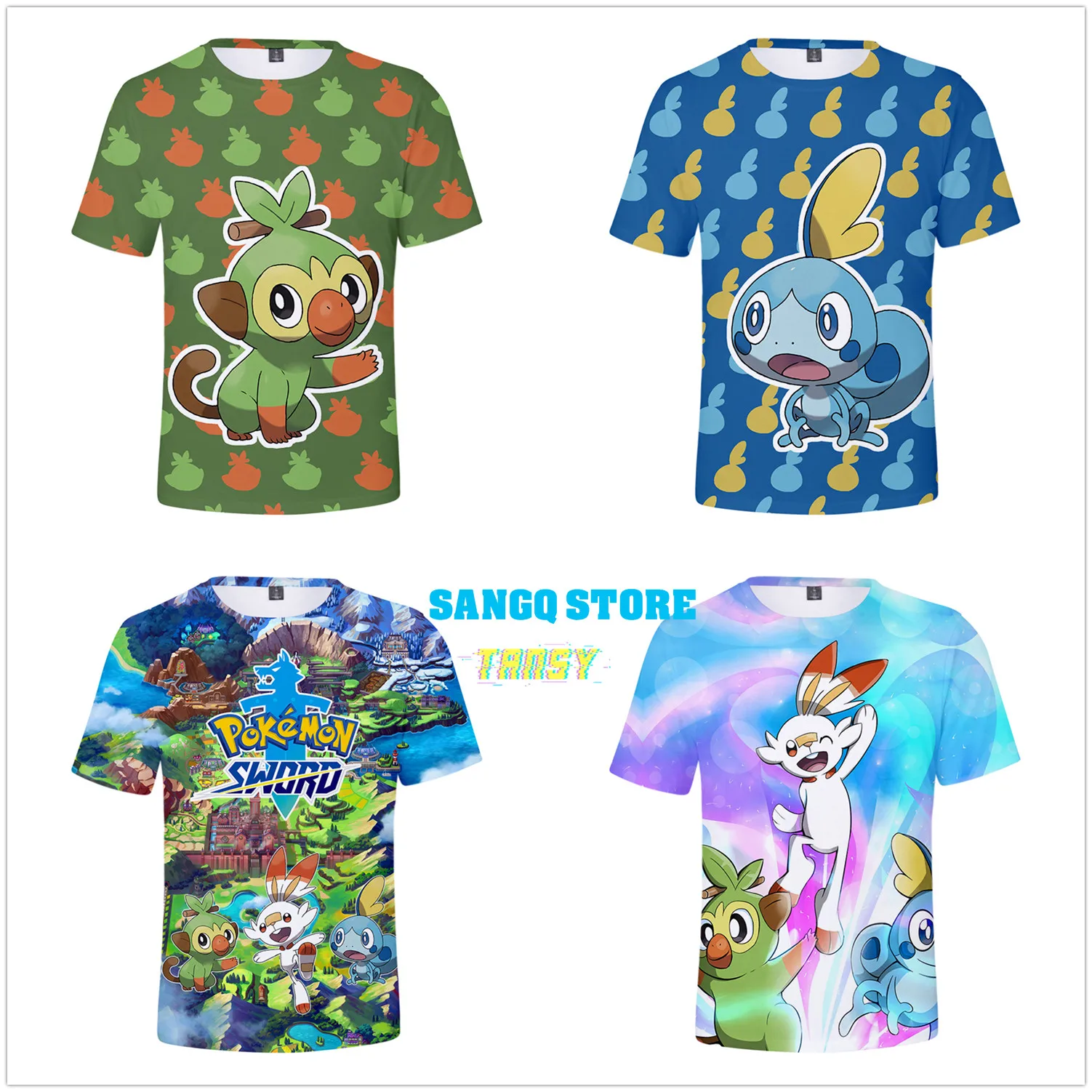 2019 New Arrival Pokemon Sword and Shield Regular Fit Unisex Crewneck 3D Print Short Sleeves Pullover Plus Size Women T-shirts