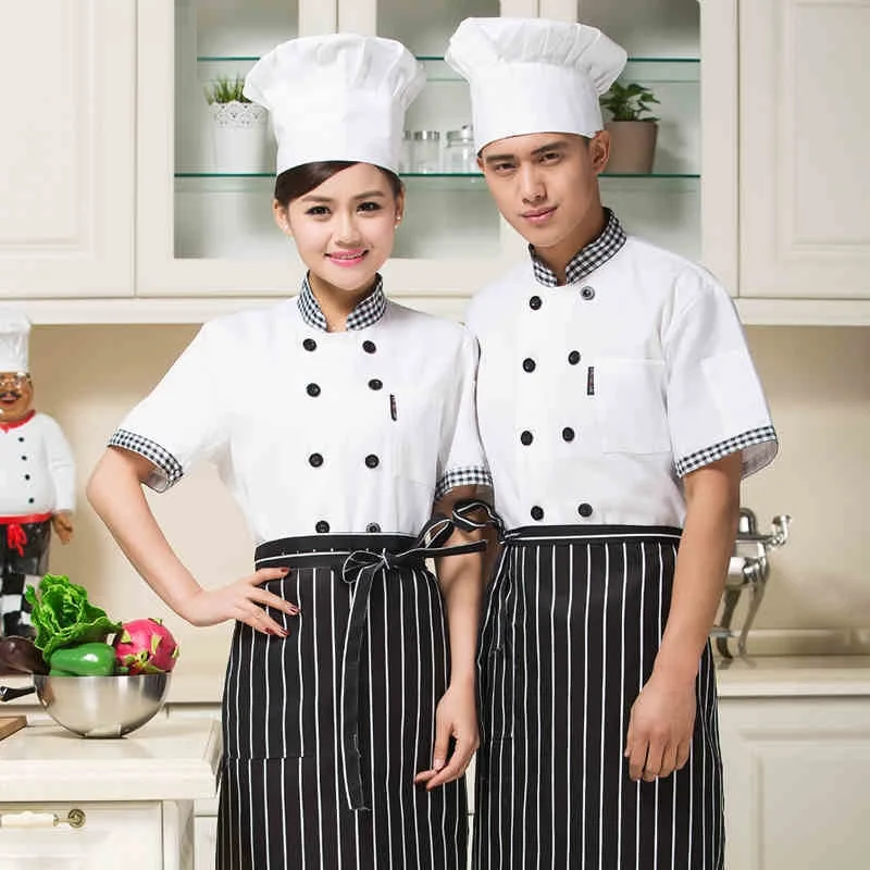 

(10 sets-Hat&Shirt&Apron)wholesale white style Cheap High Quality Poly Cotton Chef Cook wear hotel workwear ship by