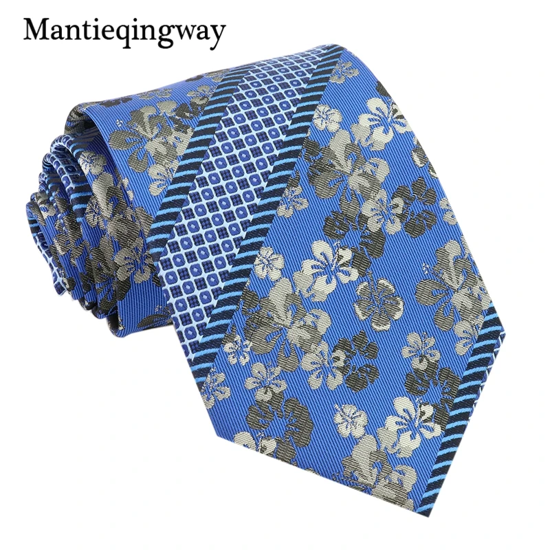 Mantieqingway ретро цветы 8,5 см Gravata Hanky запонки наборы для мужчин синяя широкая жаккардовая галстук на шею Квадратные запонки наборы на каждый день