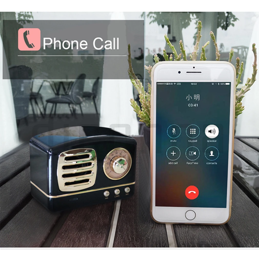 Mini Retro Portable Wireless Bluetooth Speaker Radio USB TF Card Music Player HIFI Subwoofer | Электроника