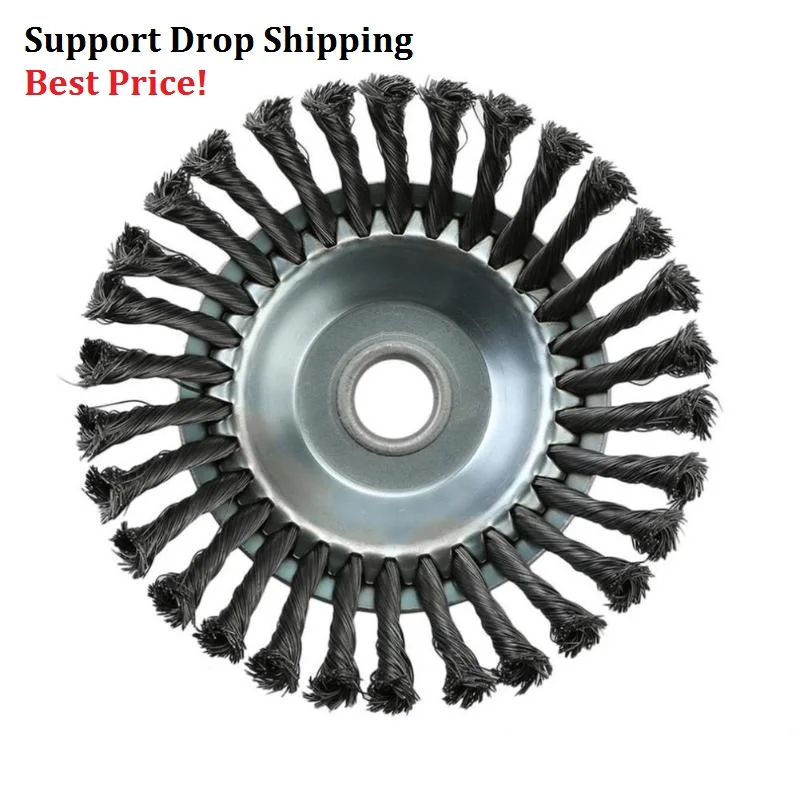 8 дюймов стальная Проволока Колесо Ландшафтный роторный сорняк щетка шарнир твист узел стальная Проволока Колесо щетка диск садовый триммер часть машины