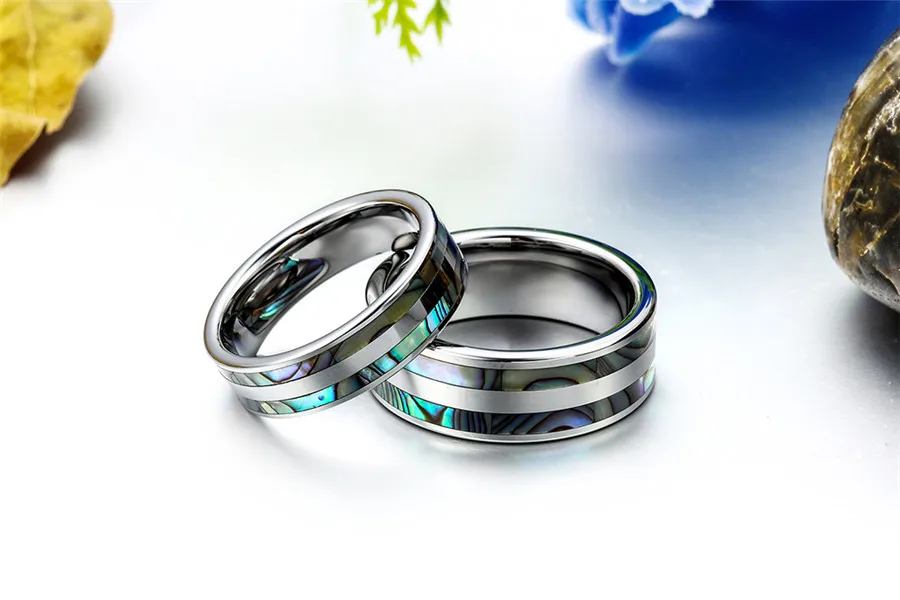 8 мм кольцо из карбида вольфрама высшего качества с двойной вставкой в виде раковины для мужчин обручальные кольца anillos hombre