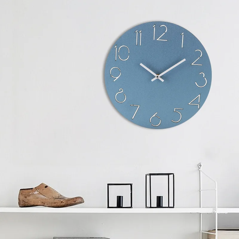 Деревянные настенные часы скользящие винтажные деревенские потертые часы художественные часы домашний декор Relogio De Parede для подарка - Цвет: Синий