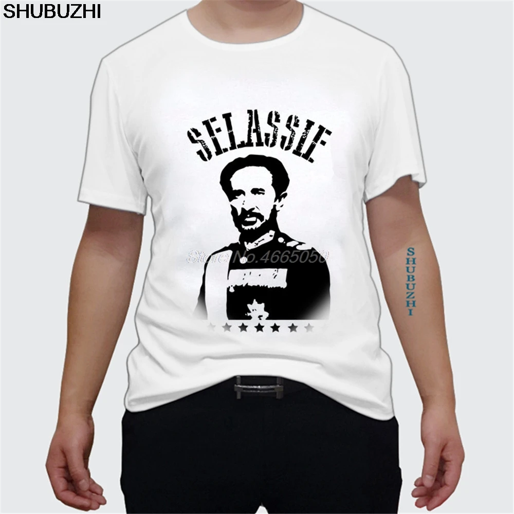 

Haile Selassie Inspired T-Shirt Premium cotton Rastafari Ethiopa Short Sleeves New Fashion T Shirt Men euro size