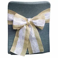 100 шт мешковины кружева стул пояса чехлы с бантом натуральный мешочный джут галстук-лента бант лента diy для в деревенском стиле Вечерние Декор