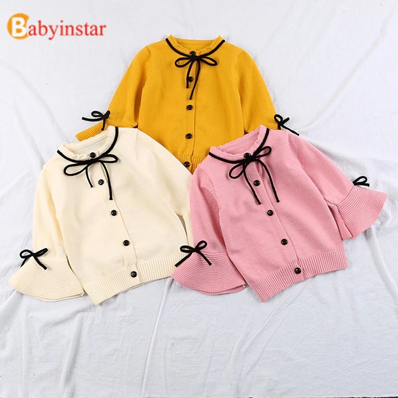 

New Arrival Baby Sweater Autumn Clothes Cute Sweater Flare Sleeve Toddler Cardigan Princess Style Girl Cardigan Kids Tops