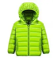 fruit green Однотонная легкая тонкая пуховая куртка для девочек, Короткие стильные белые пуховики на утином пуху, парки на молнии с капюшоном для мальчиков, Winterjas Meisjes - Цвет: fruit green