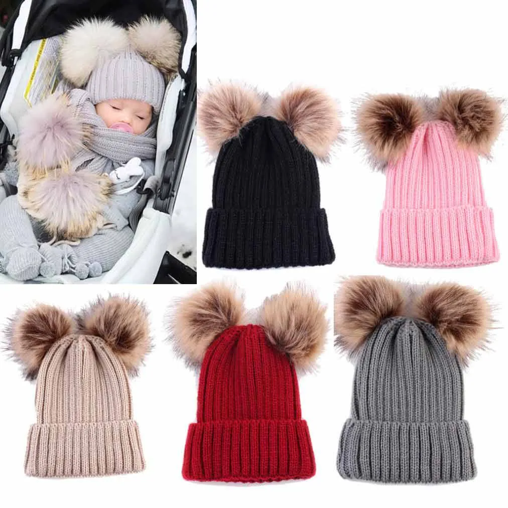 

MUQGEW 2019 Winter Baby Hat Newborn Cute Fashion Keep Warm Winter Hats Knitted Wool Hemming Hat For toddler Infant Lovely Cap