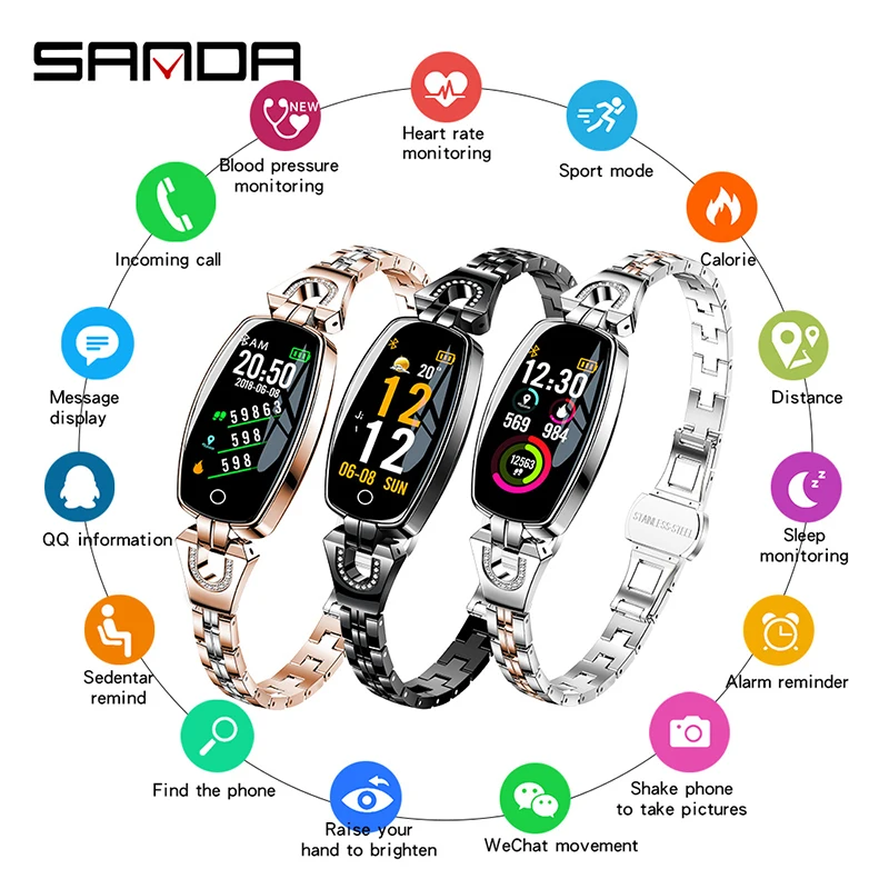 2019 The New Smart Watch Woman Metal Android Iphone Water Proof Hidden Clasp Alloy Fitness Tracker Limited Edition Sleep Tracker