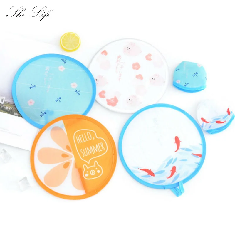 

Portable Folding Round Cloth Pocket Fan Hand Held Costume Party Dancing Stage Outdoor Weddings Gifts