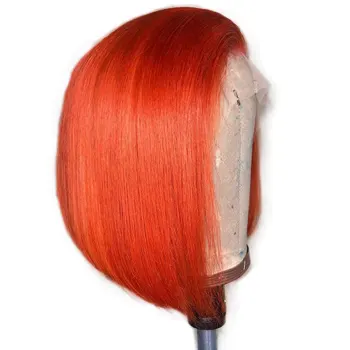 

Colored Human Hair Wigs Short Bob Wig Orange Green Red Blue Yellow Purple Alibele Lace Front Human Hair Wigs 10-24 inch Remy