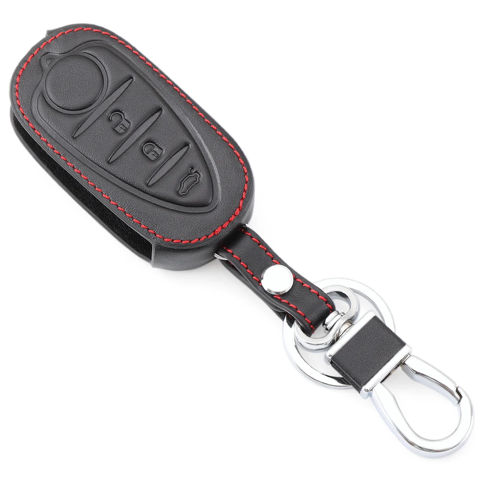 

Leather car Key FOB Cover Case Shell Skin Set Protected for Alfa Romeo Myth 4C Mito Giulietta 159 GTO GTA flip folding remote