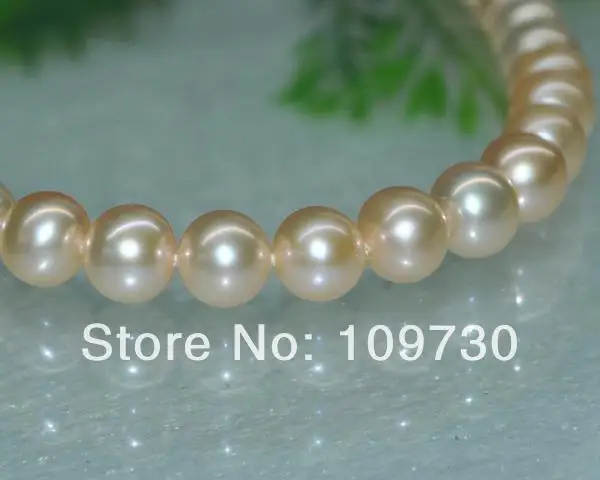 

Jewelry 0089 Outstanding luster Natural Rare champagne pink AAA+8-9mm round pearl