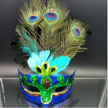 

NewParty Mask Woman Female Masquerade Masks Luxury Peacock Feathers Half Face Mask Party Cosplay Costume Halloween Venetian Mask