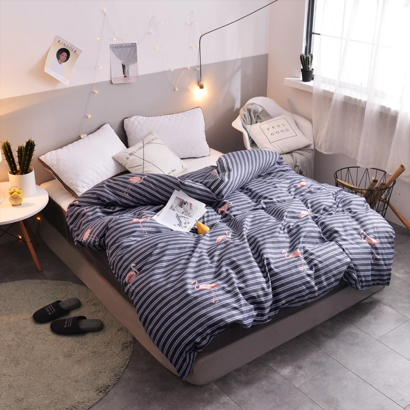 

Hot Sale Blue Flamingo Printed Duvet Cover with Zipper Polyester Cotton Quilt Cover 150*200cm,180*220cm,200*230cm,220*240cm Size