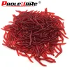 50 or100Pcs réaliste Silicone rouge ver doux leurres ver de terre artificiel caoutchouc appâts crevettes saveur additif basse carpe attirail ► Photo 2/5