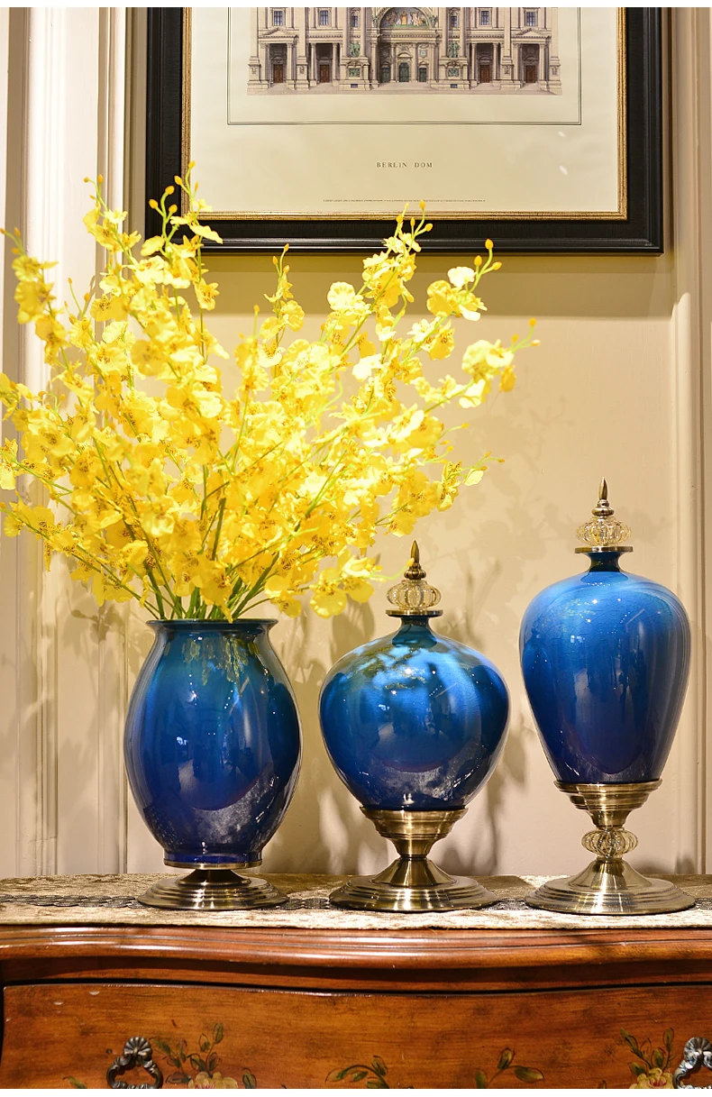Европейская роскошная керамическая ваза для льда, статуэтка для домашнего интерьера, украшение для гостиной, рабочий стол, фарфоровый цветочный горшок, орнамент
