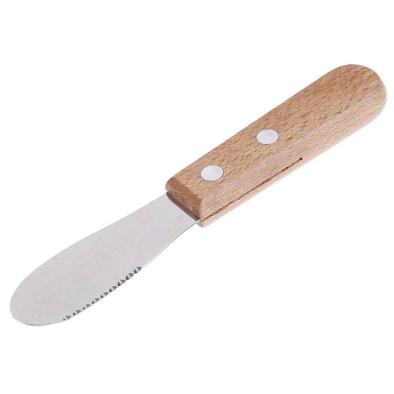 Stainless Steel Spatula Kitchen Tool with Wooden Handle Portable Mini Sandwich Spreader Butter Cheese Slicer Knife