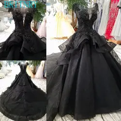 BRITNRY Совок Черное свадебное платье кружевное Бисероплетение линия роскошное свадебное платье плюс размер на заказ