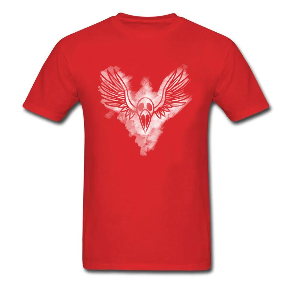 Crow bone wing Casual Tshirts for Men 100% Cotton Thanksgiving Day T Shirt Printed T-shirts Short Sleeve Brand O Neck Crow bone wing red