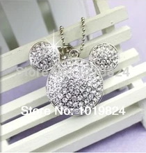 USB Flash Drive Crystal Mickey’s head pendant diamond jewelry 8GB16GB USB 2.0 Flash Memory Stick Drive Thumb/Car/Pen S342