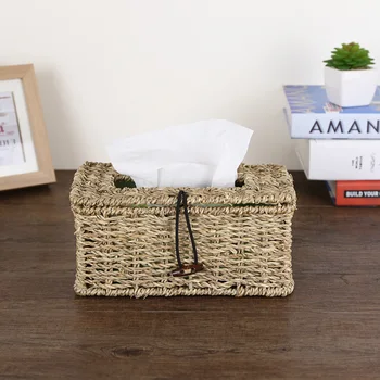 

Grass woven tissue box tray pumping creative home living room straw napkin paper box pumping