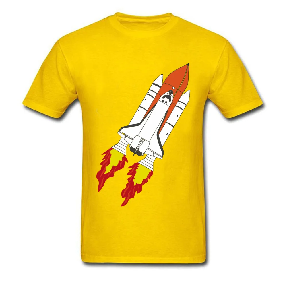 Fashionable Shuttle Tshirts Funny Autumn Short Sleeve Round Collar T Shirt Pure Cotton Mens comfortable Tops Tees Shuttle yellow