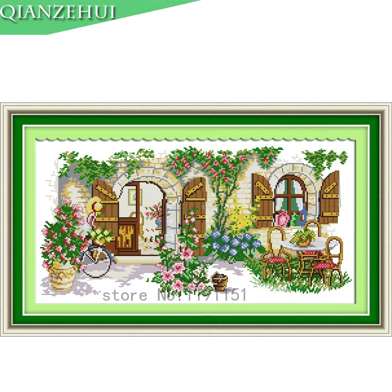NeedQIANZEHUI lework 11CT 14CT DIY идеальные наборы для вышивки крестиком дома Ландшафтные