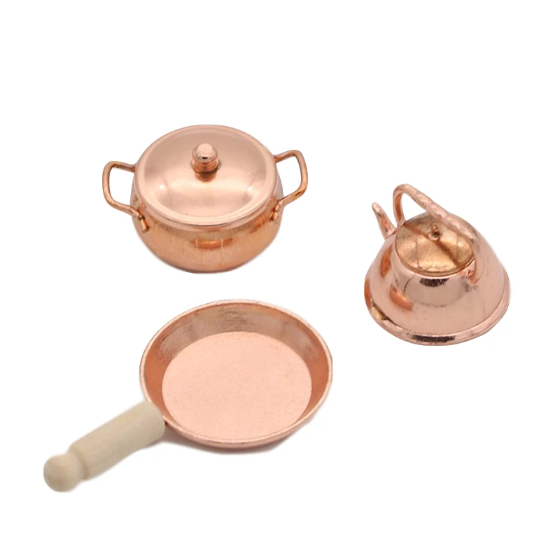 4Pcs 1:12 Dollhouse Miniature Metal Mini Pot Set Doll House Kitchen FurniturR/_yk