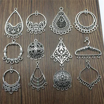 

10pcs Earring Connector Charms Vintage Antique Silver Color Earring Charms Connector Jewelry Accessories