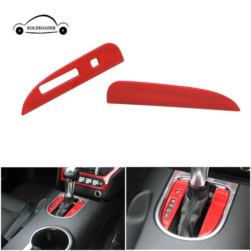 

For Ford Mustang 2015-2018 Red ABS Car Gear Shift Panel Cover Trim Frame Sticker Decor
