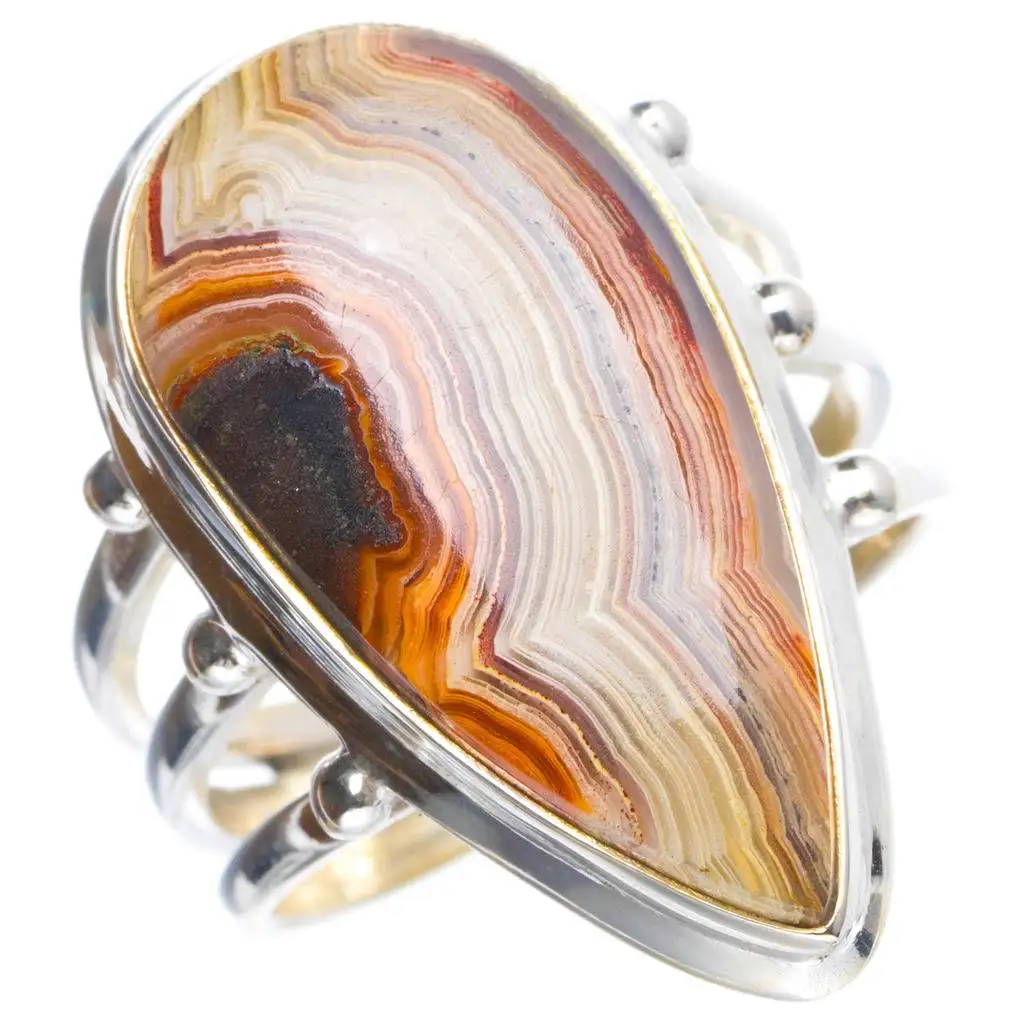 

Natural Crazy Lace Agate Handmade Unique 925 Sterling Silver Ring 6.75 Y4254