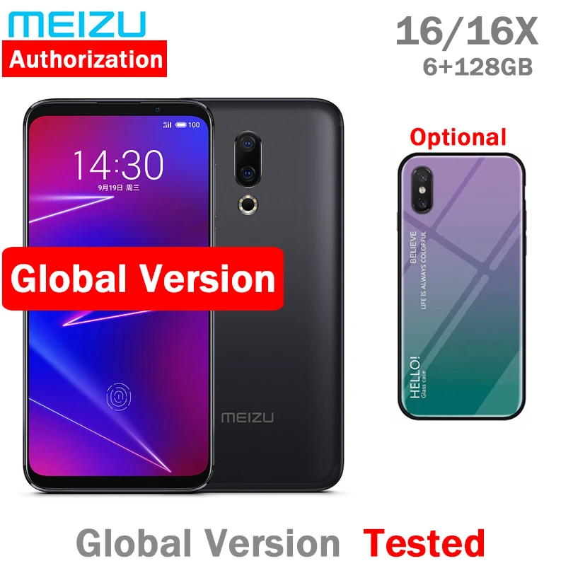 

global version Meizu 16 4G LTE 6GB 128GB Mobile Phone Snapdragon 710 Octa Core 6.0inch Full Screen 20.0MP Rear camera bluetooth