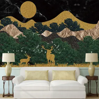 

Custom 3D wallpaper modern minimalist wood landscape wall decoration - high-grade waterproof material