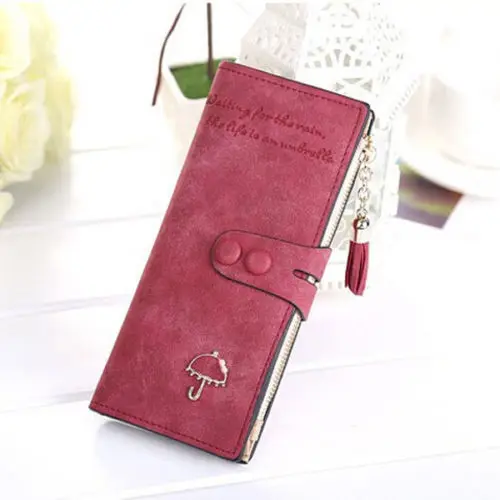 Womens Lady Leather Card Holder Long Wallet Clutch Checkbook Zip Handbag Purse w - Цвет: 1