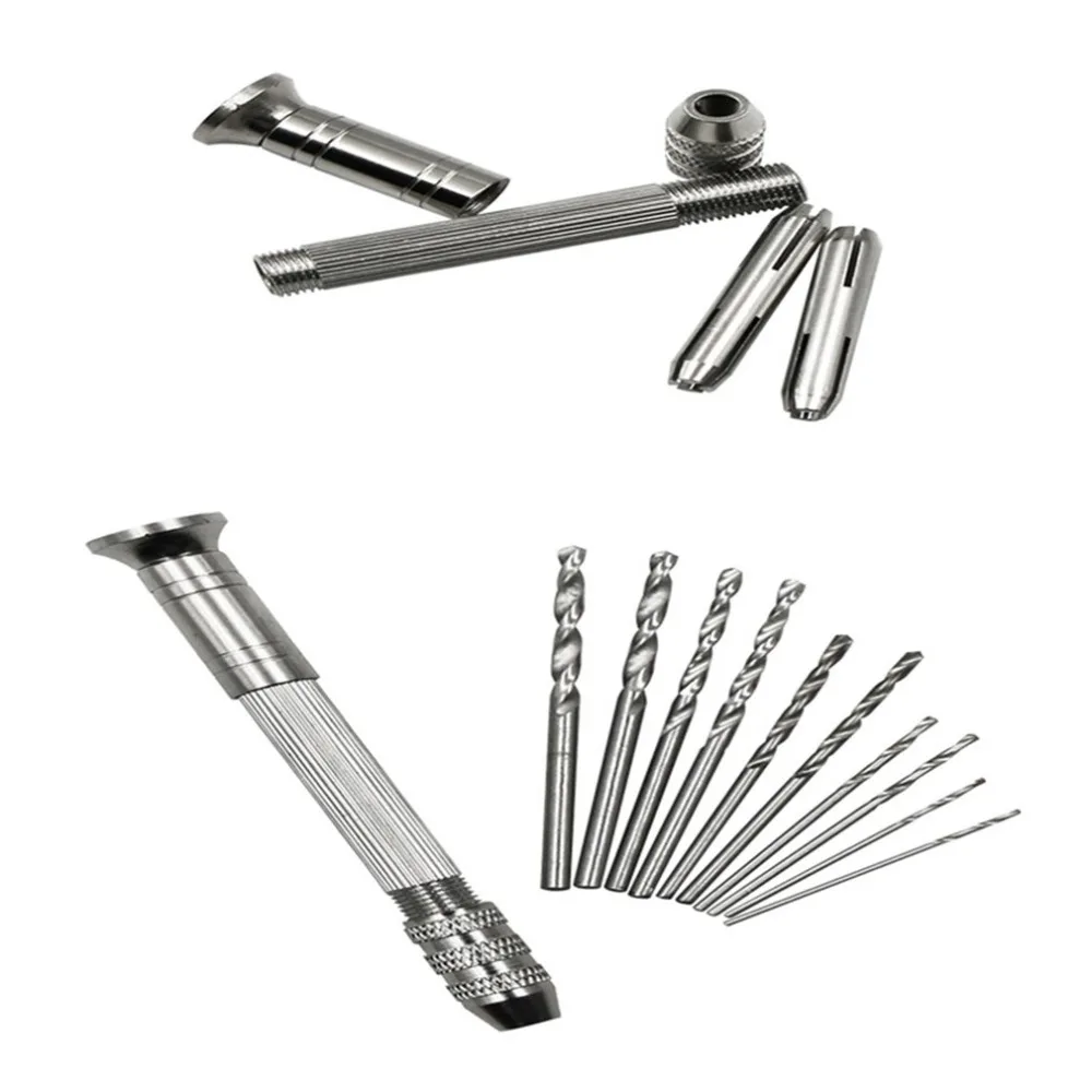 Mini Hand Drill With Keyless Chuck 10pcs Twist Drill Bits Rotary Tools