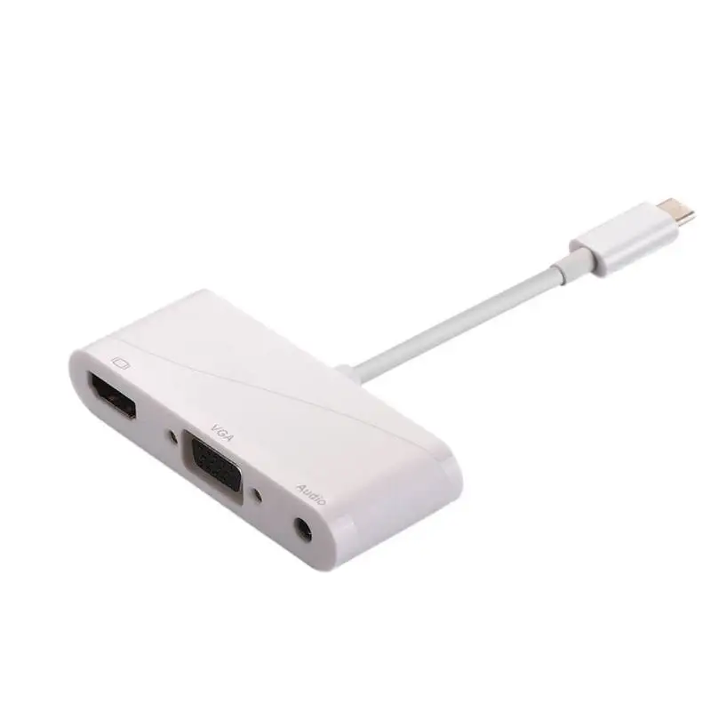 USB C Тип C к HDMI VGA 3,5 мм аудио адаптер 4 в 1 USB 2,0 USB-C конвертер кабель для ноутбука Macbook для смартфонов