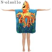 N-olsollo детей пляжное полотенце с капюшоном Одеяло суперабсорбент для ванны пляжное полотенце toalha накидка 3D Осьминог Детские шали