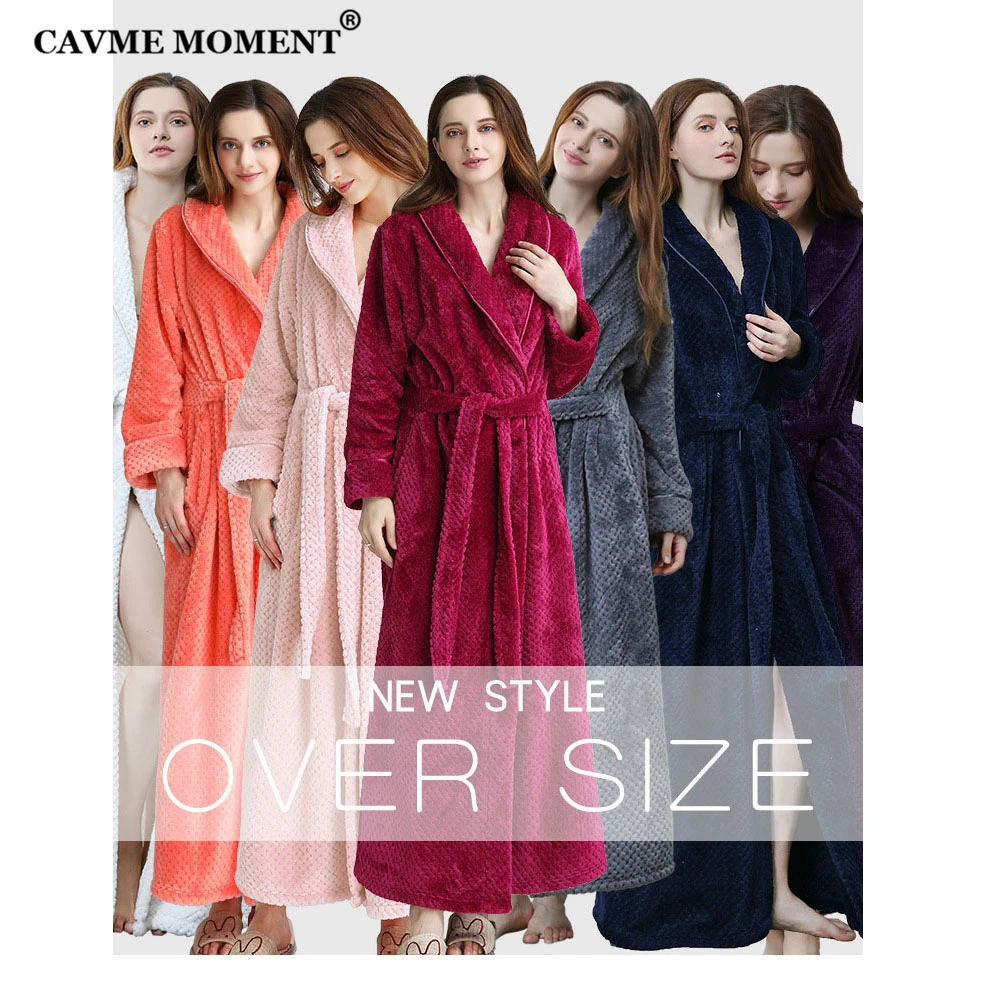 Зимние фланелевые халаты CAVME 2019 утепленный длинный халат для влюбленных кимоно