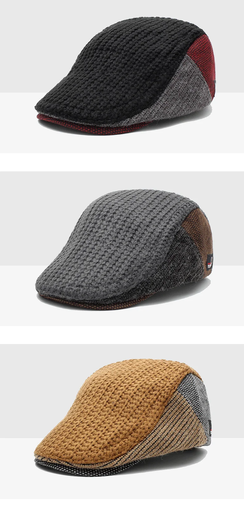 lã de malha chapéu masculino retro gatsby