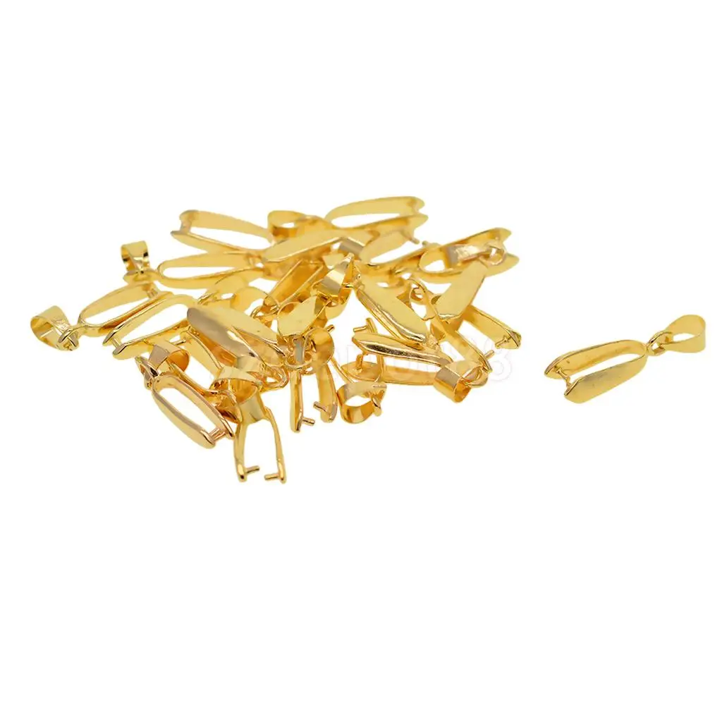 20pcs Gold / Rosegold Plated Pendants Clasps Clips Bails Connectors Brass Charm Pinch Bail Beads Jewelry Findings DIY