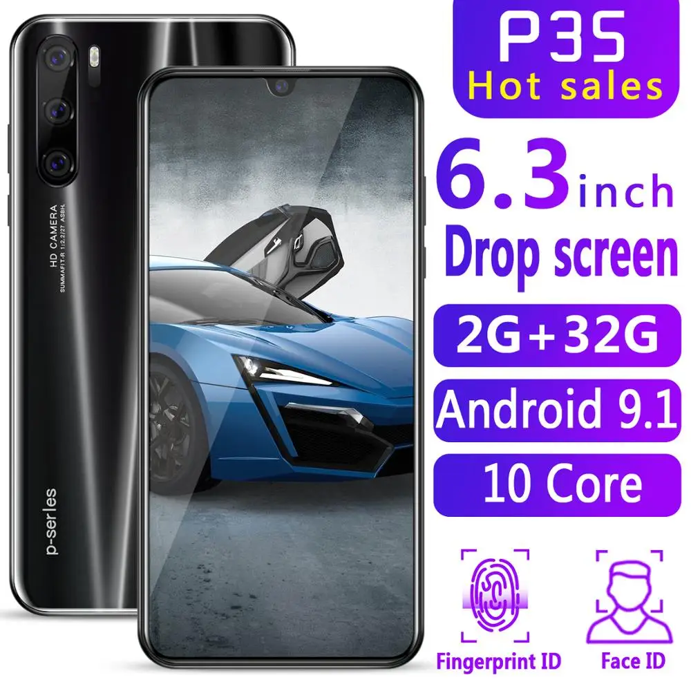 2GB+32GB CHAOAI P35pro Smartphone Global Version CellPhone 10 core 6.3 inch Drop Screen Telephone 2 Sim