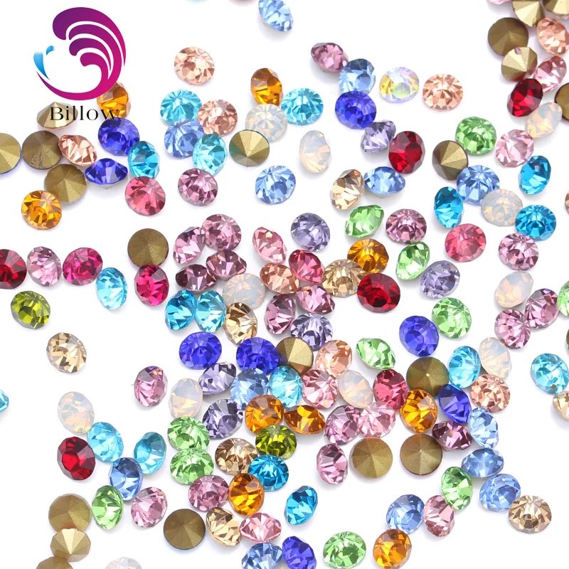 

Wholesale !! SS16 144pcs 4mm AAA Shine Glass Crystal Pointback Rhinestones Chaton Glue On Beads Stones For Wedding Dress B1752