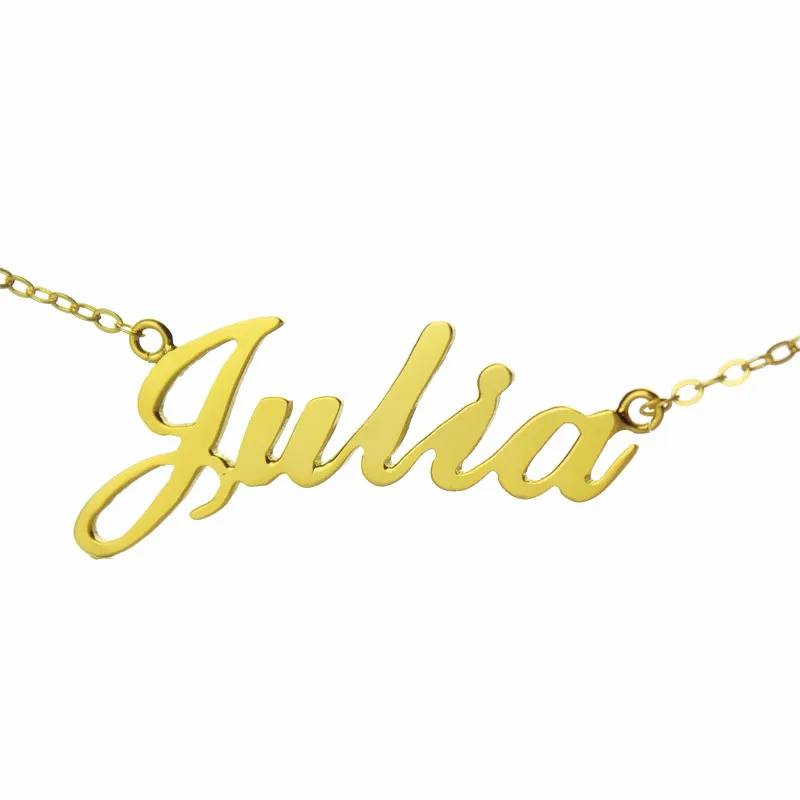

AILIN Custom Nameplate Necklace JULIA Style Gold Color Over Silver Necklace Initial Necklace Personalized Jewelry Women Necklace
