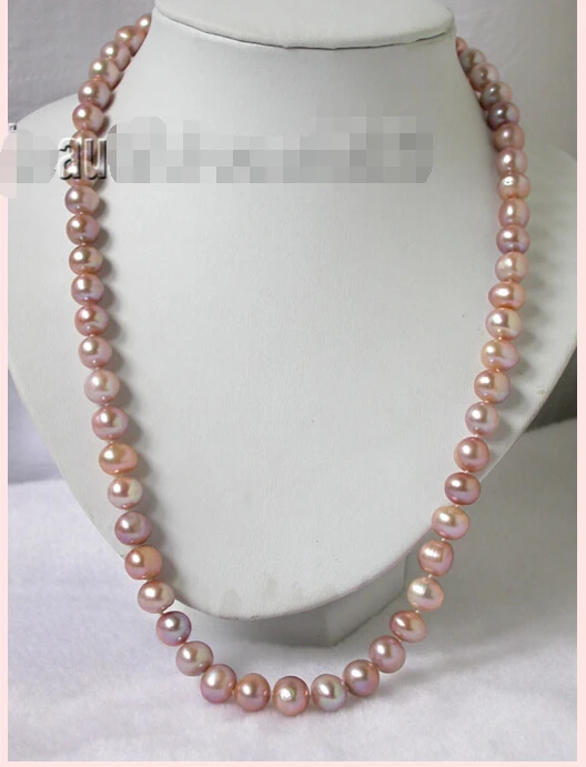 

FREE SHIPPING * N1645 NATURAL 24" 11mm purple round Pearl Necklace silver