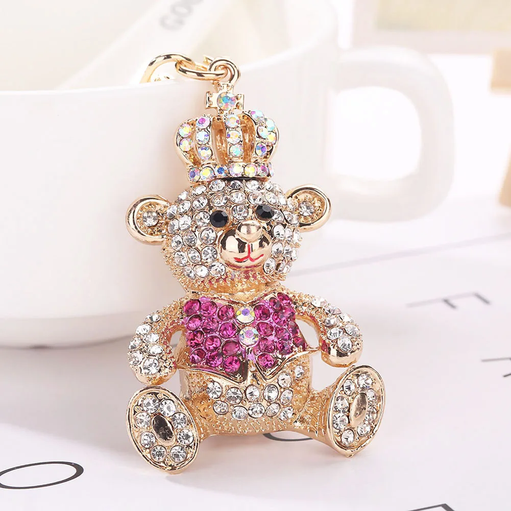 

Lady Women Car Bag Keychain Keyring Beautiful Cute Little Bear Decor Keychain 2017 April New Arrival