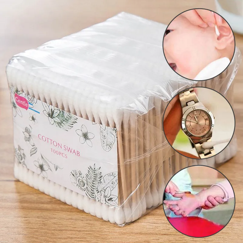 

500pcs safe Double Head Cotton Swab Women Makeup Cotton Buds Tip For Medical Wood Sticks Nose Ears Cleaning Health Care Tools