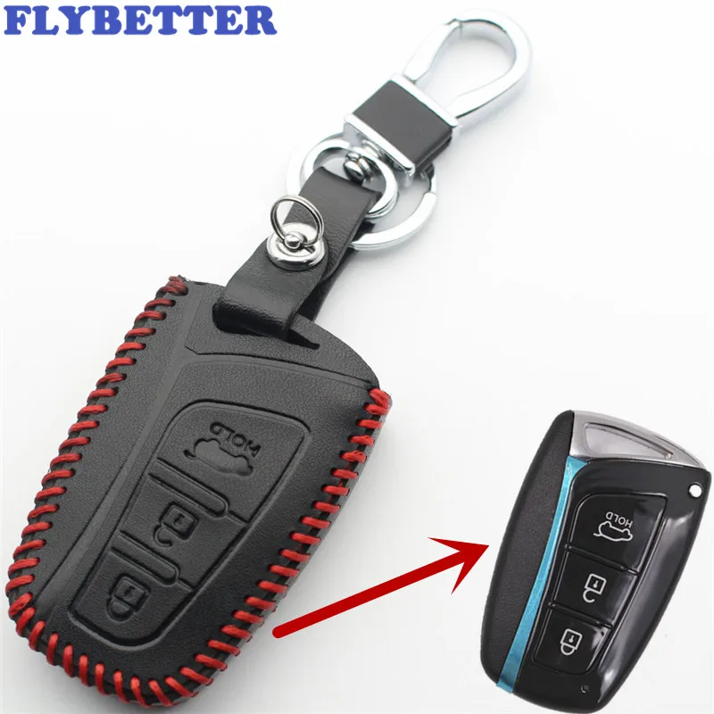 Смарт ключ FLYBETTER из натуральной кожи с 3 кнопками чехол для Hyundai I45/New