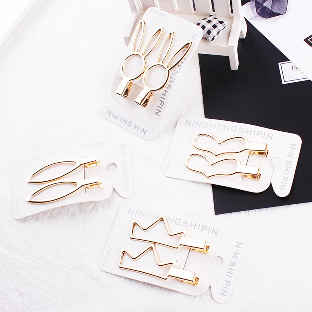 

2pcs/1pair Fashion Metal Hairpin Crown Heart Hair Clips Women Exquisite Barrettes Alloy Hairgrips Bobby Pins Hair Accessories