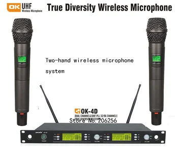 

NEW OKMIC OK-4D/2H dual professional UHF/PLL 32/96 true diversity wireless microphone system wireless handheld transmitter